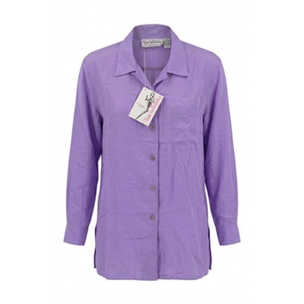 Diane Von Furstenberg Shirt Women XS Purple 100% Silk Button Tunic Top Office